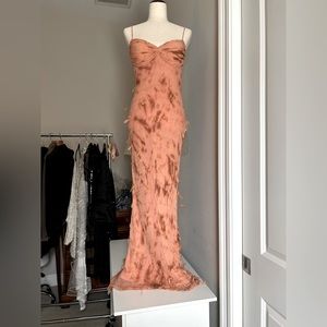 Terani 100% silk peach/light orange evening gown